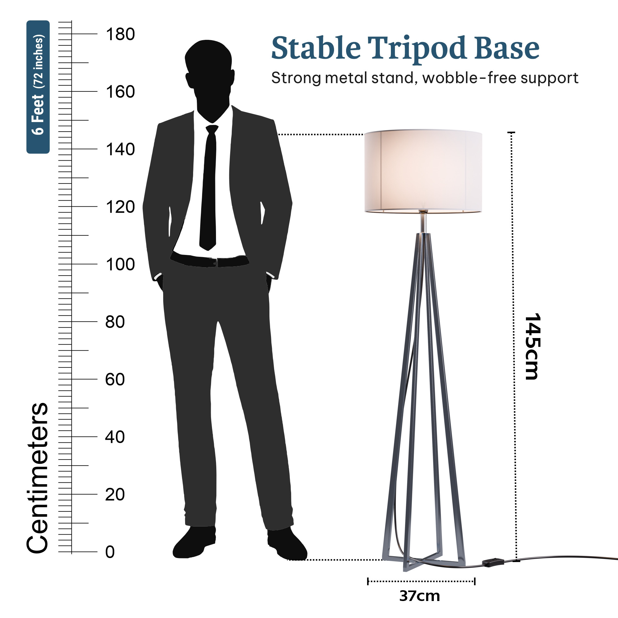 Tripod Floor Large Lamp for Bedroom  Corner Standing Lamp for Living Room Hall  Office  Bulb Not Included  MI - 1104 Silver  White