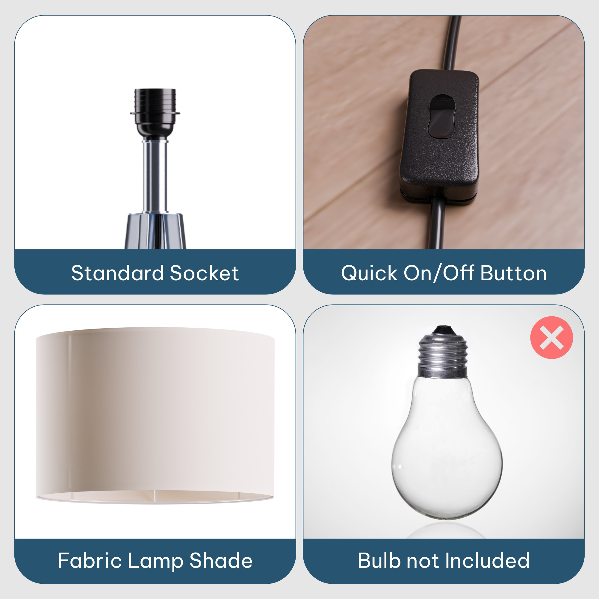 Tripod Floor Large Lamp for Bedroom  Corner Standing Lamp for Living Room Hall  Office  Bulb Not Included  MI - 1104 Silver  White