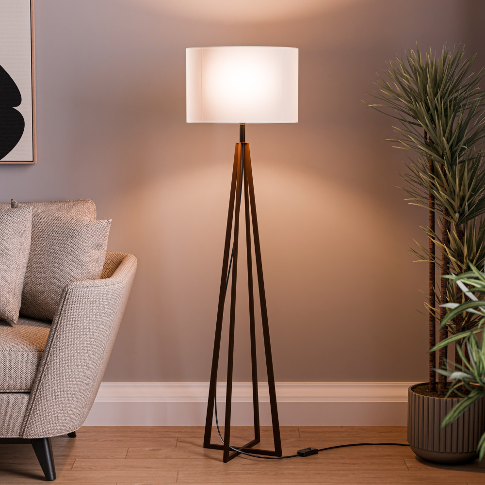Image of Tripod Floor Large Lamp for Bedroom | Corner Standing Lamp for Living Room, Hall &amp; Office | Bulb Not Included | MI - 1104 Brown