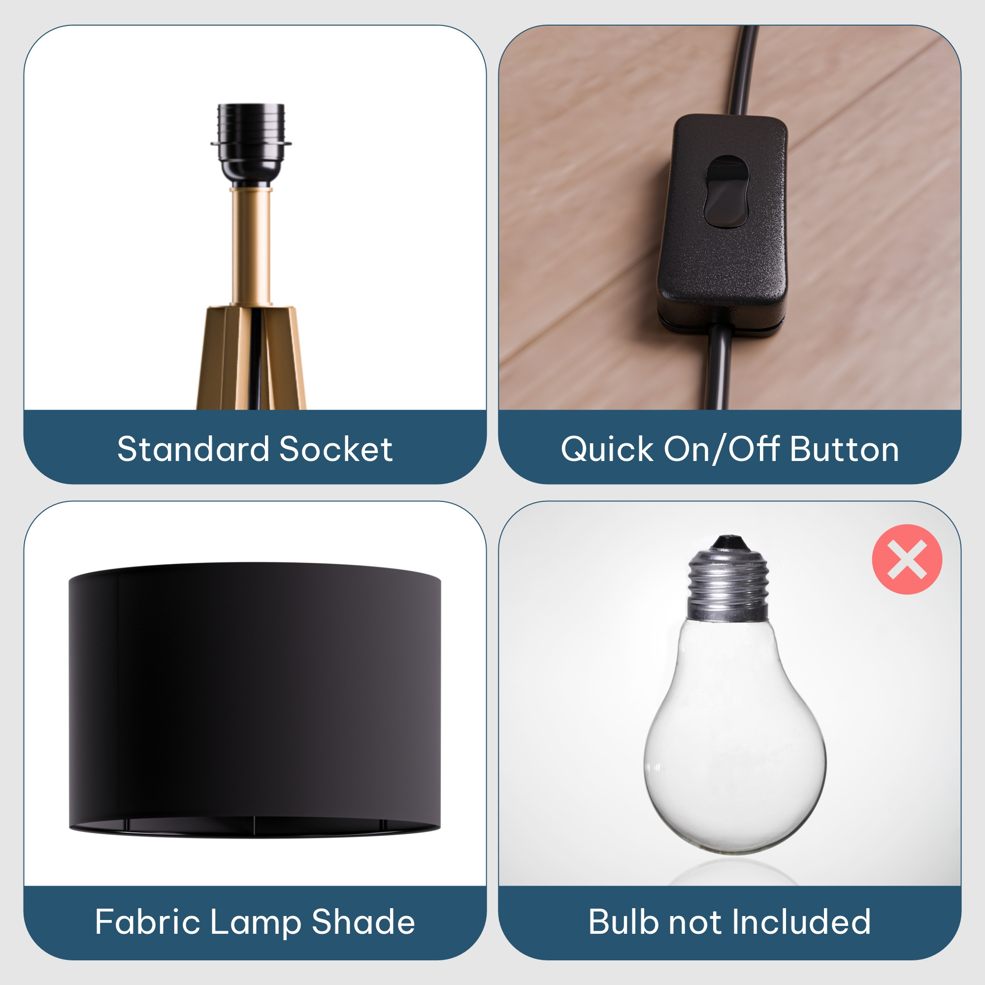 Tripod Floor Large Lamp for Bedroom  Corner Standing Lamp for Living Room Hall  Office  Bulb Not Included  MI - 1104 Golden  Black