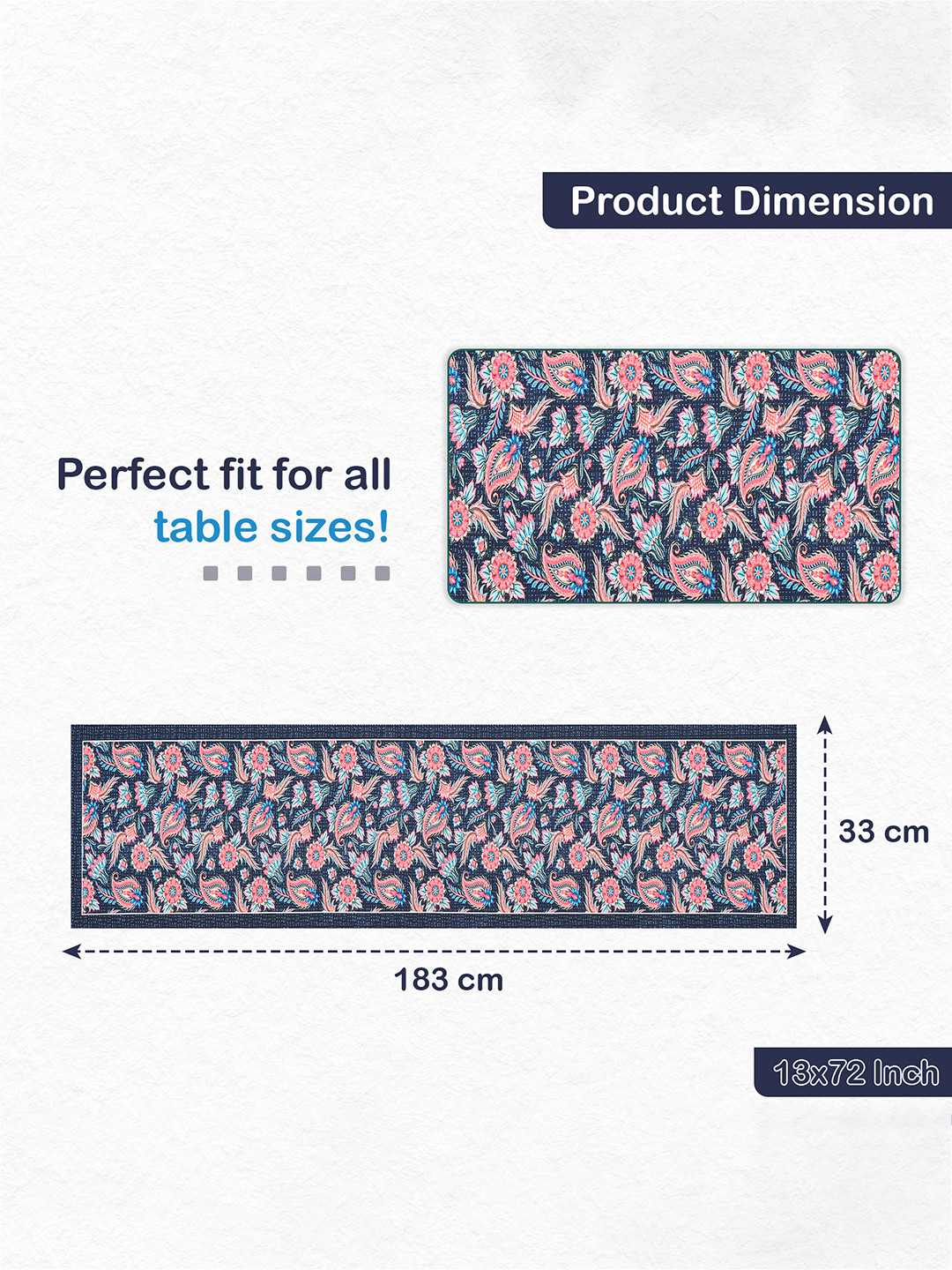 Velvet 13x72 Inch Table Runner for Home Decor  6 Seater Dining Table Place Mat Elegant Soft FeelMachine Washable  Pyramid 1235 - Navy Blue