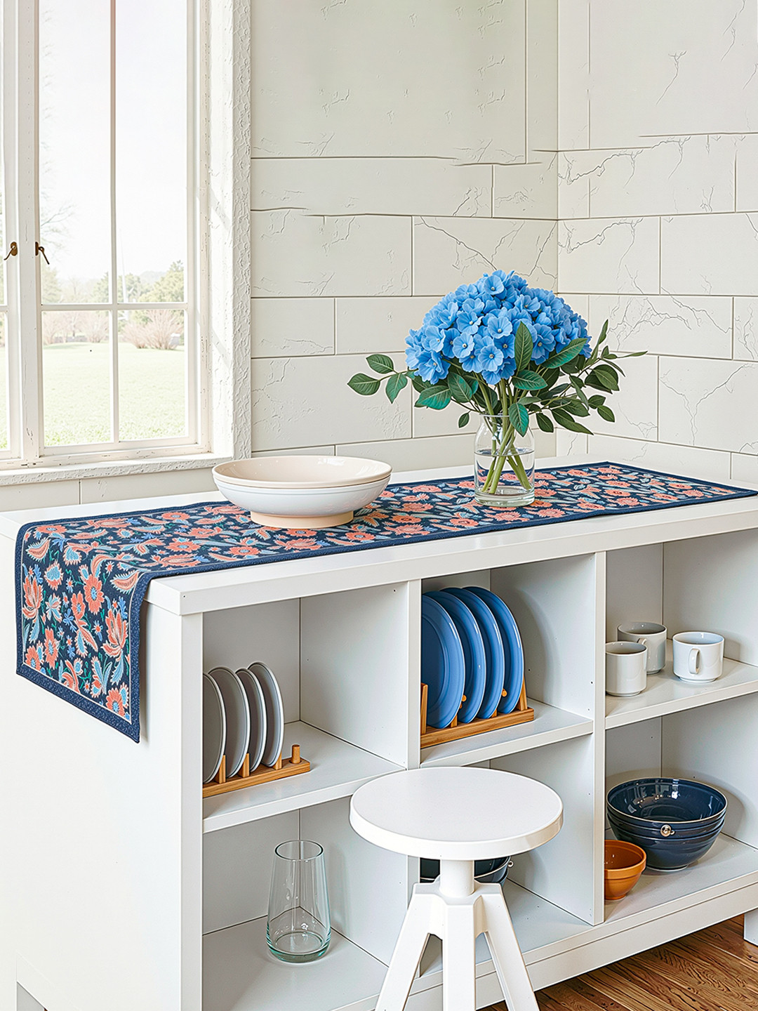 Velvet 13x72 Inch Table Runner for Home Decor  6 Seater Dining Table Place Mat Elegant Soft FeelMachine Washable  Pyramid 1235 - Navy Blue