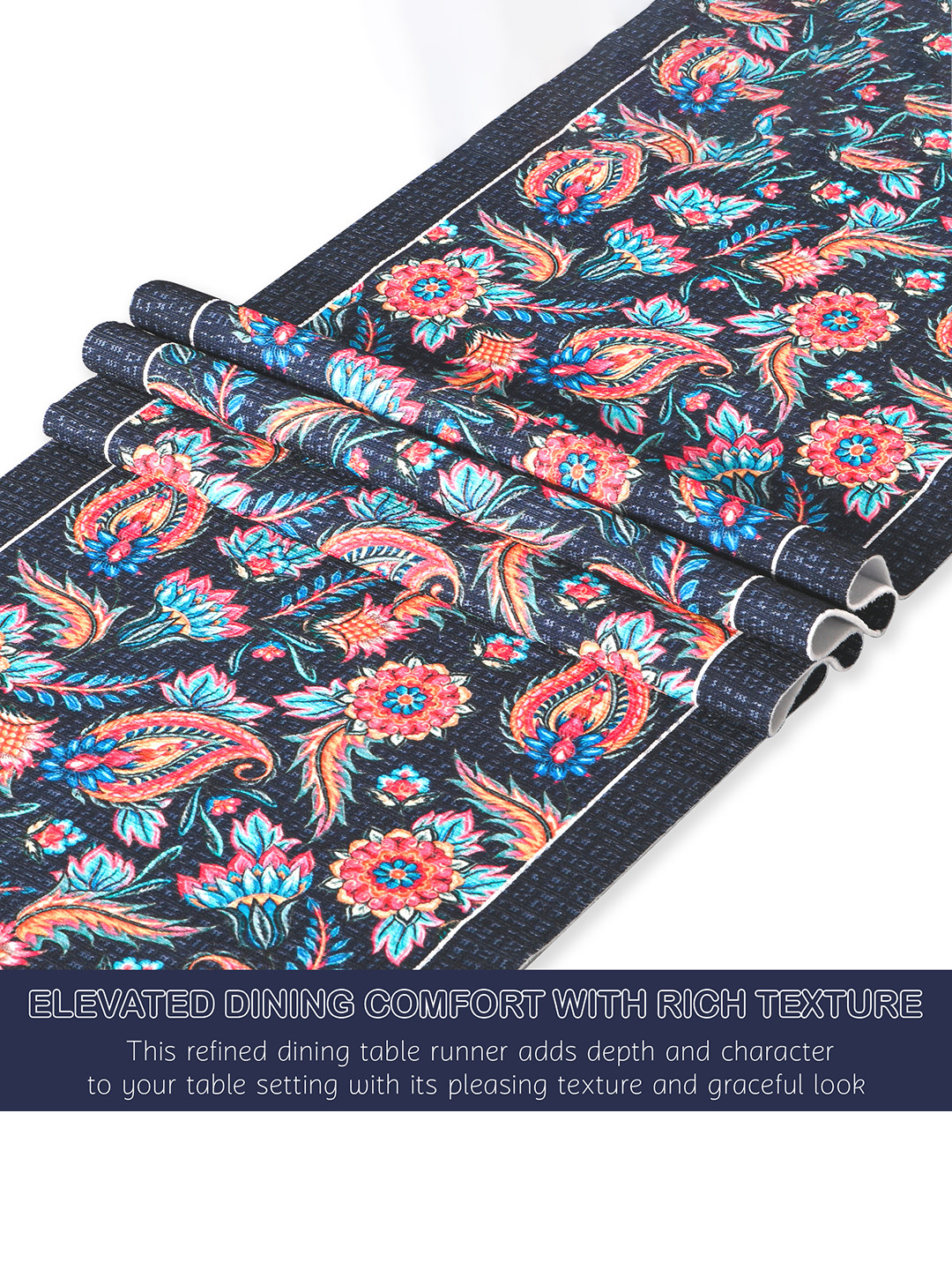 Velvet 13x72 Inch Table Runner for Home Decor  6 Seater Dining Table Place Mat Elegant Soft FeelMachine Washable  Pyramid 1235 - Navy Blue