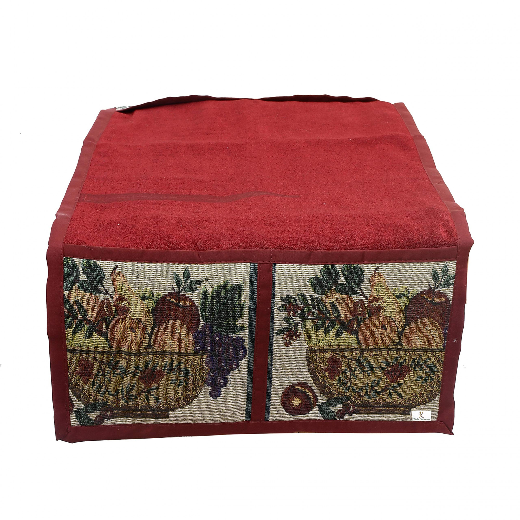 Velvet MicrowaveOven Top Cover with 4 Utility Pockets 30 Ltr Maroon-KUBMART11836