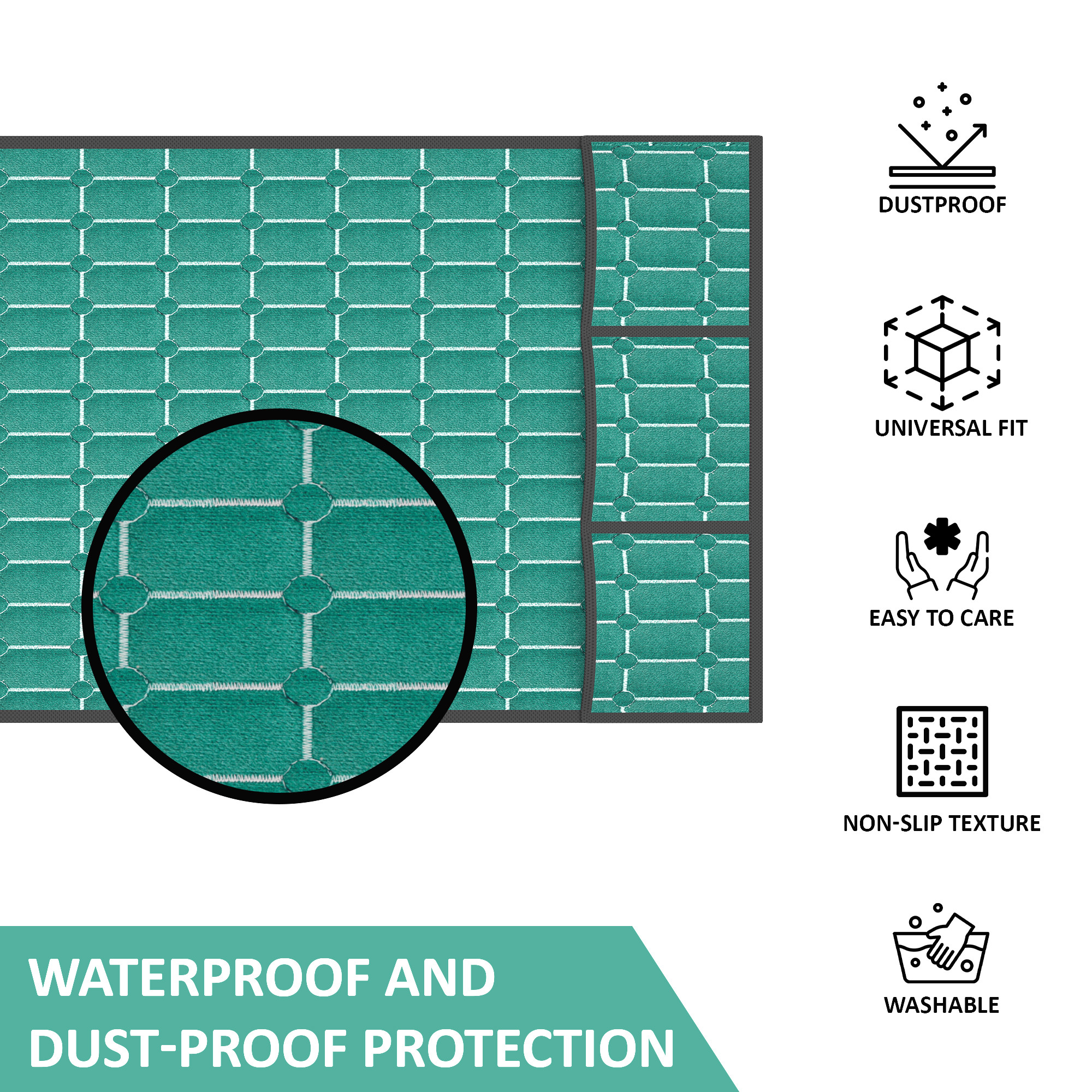 Velvet Top Fridge Protective Cover with Extra Storage Space  Anti-Dust Refrigerator Desktop Sundries with Utility Pockets Green